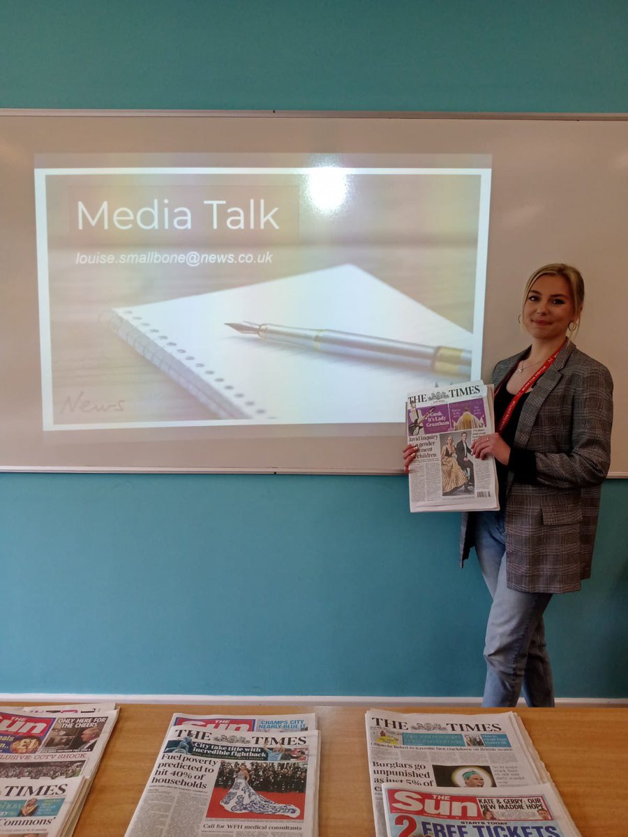 MonktonEnglish's tweet photo. Year 12 Media Studies students welcomed back today OM Louise Smallbone who is a Sales Executive for The Times at News UK. She shared her experience of working for a media conglomerate, the impact of digitalisation on the industry and how media institutions operate. @MonktonBath https://t.co/Q8TeiulCSl