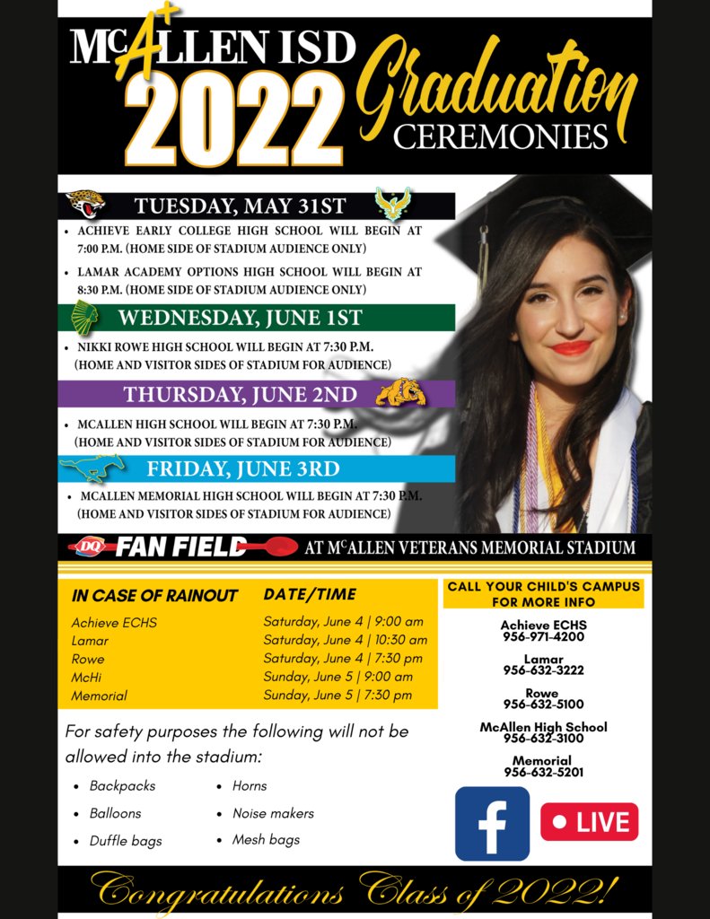 McAllen ISD on Twitter "McAllen ISD Graduation Schedule. DistrictOfChampions 