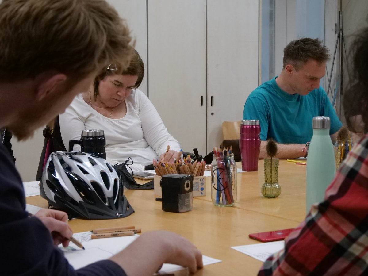 NCLiveProgramme's tweet image. We gathered to collectively reimagine the future of Broad Marsh shopping centre. Using an activity sheet, we invited drawing and writing to communicate ideas for the future of the unoccupied ruin.