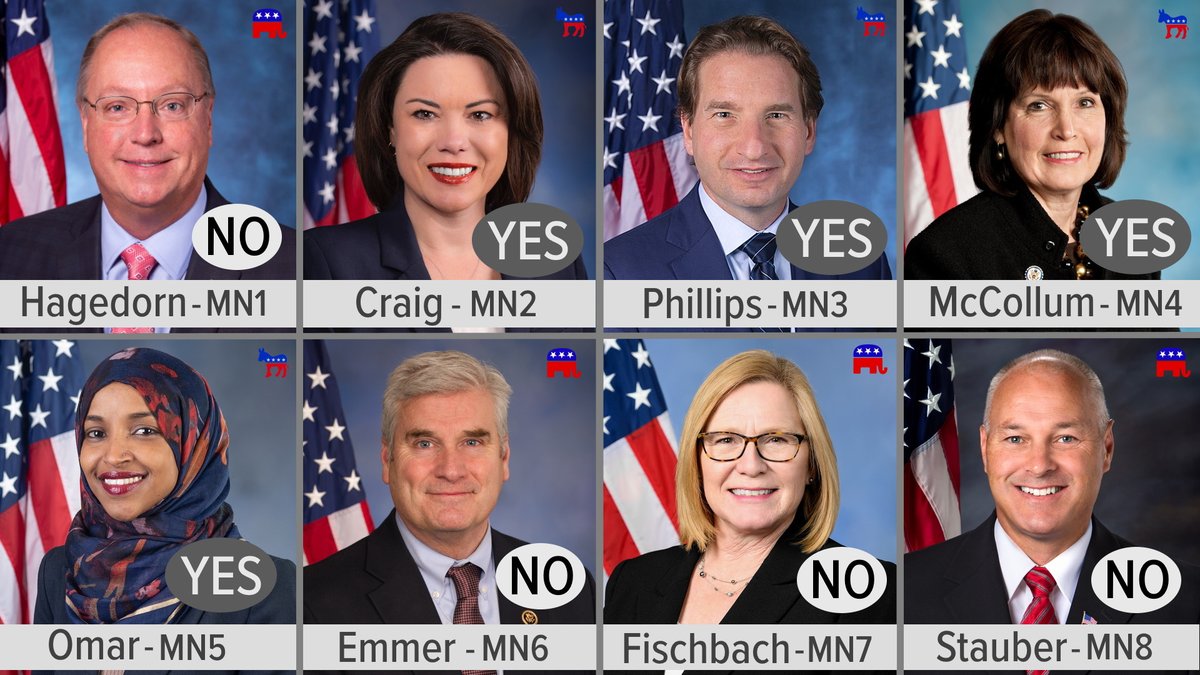 The members of Minnesota's US House delegation voted with their parties when the House passed HR 8, universal background checks, on March 11, 2021.  That day 219 Democrats voted yes, and 202 Republicans voted no