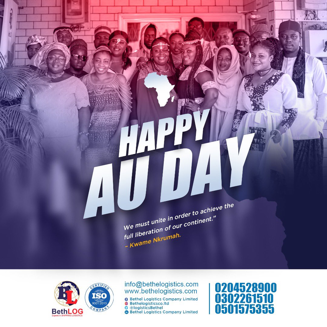 LogisticsBethel's tweet photo. Kwame Nkrumah once said “ We must unite in order to achieve the full liberation of our continent”                                 
Happy African Union Day to you all. #african #AfricanUnion #999forTerrorism #logistics #freight #Abenakorkor https://t.co/wJVxCBavyZ