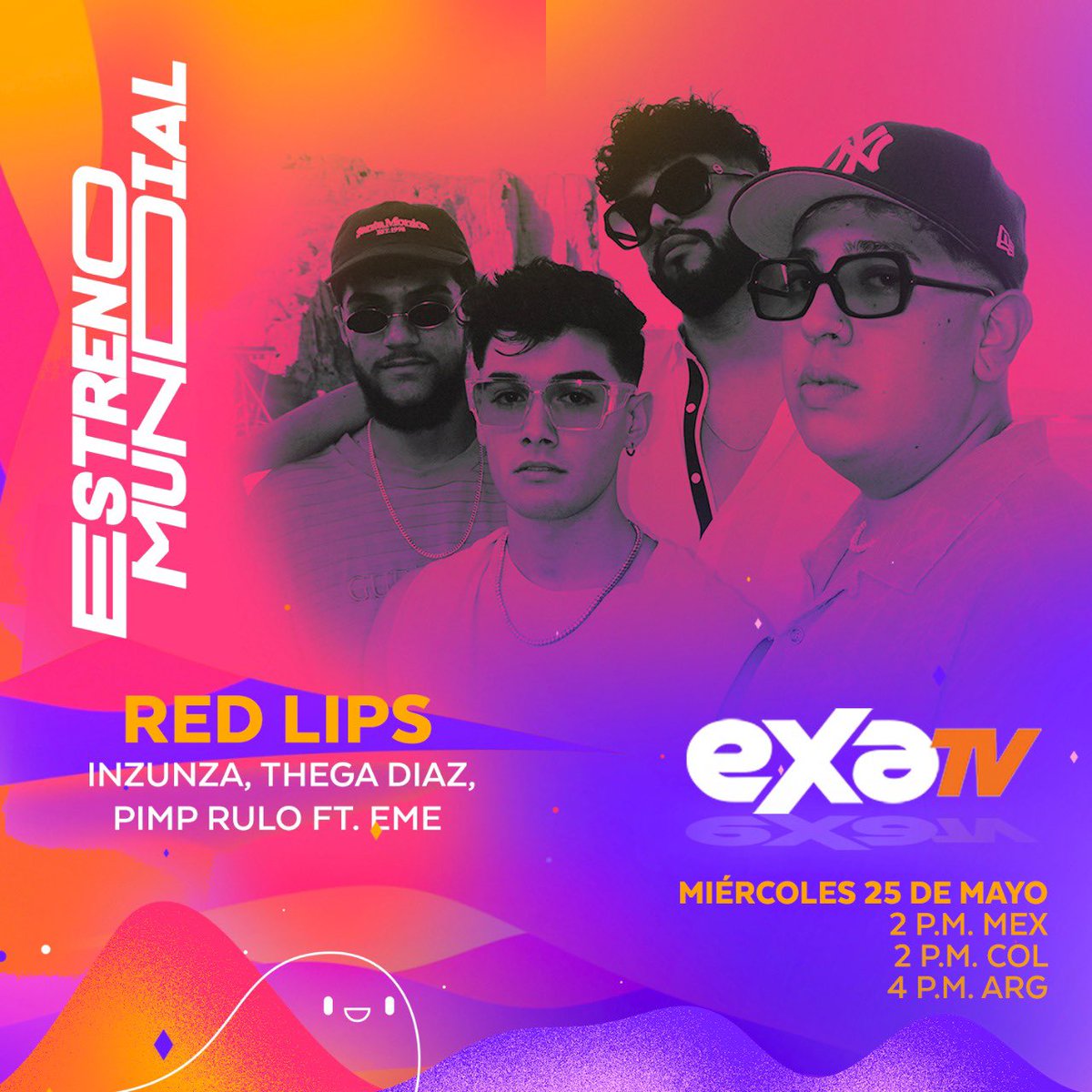 Hoy tenemos estreno mundial de “Red lips” con <a href="/iminzunza/">INZUNZA</a> x <a href="/thegadiaz/">KI.KI</a> x <a href="/pimprulo/">Pimp Rulo</a> x @_eme01_ a las ⏰ 2PM por #ExaTv.