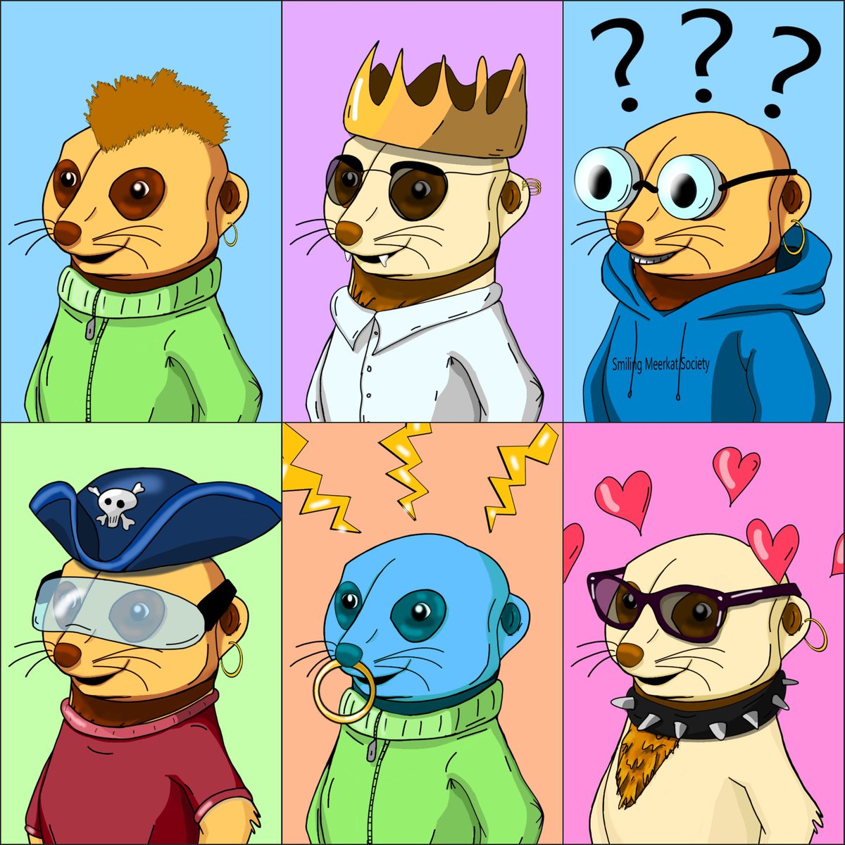 Six of the 10,000 Smiling Meerkats.

#nft #nfts #nftcommunity #nftcollection #nftproject