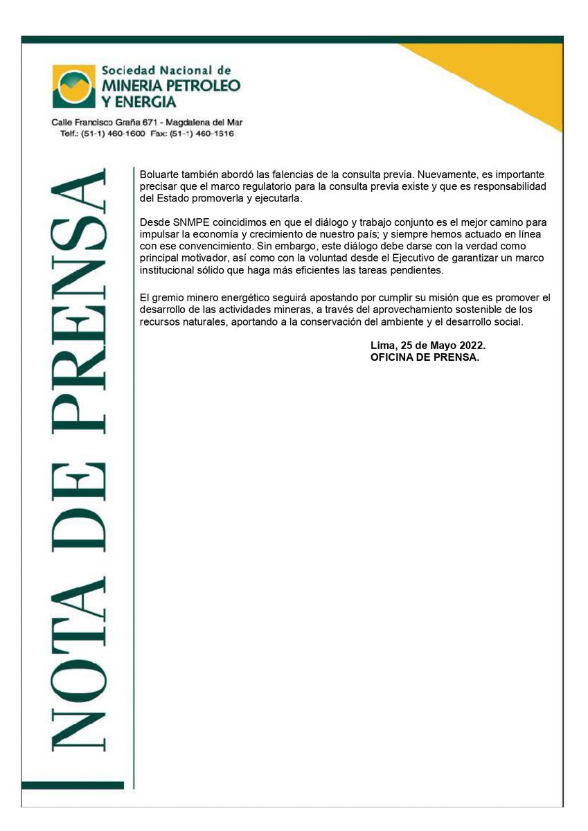 snmpeperu's tweet photo. 🔴 [Nota de prensa] SNMPE: Minería formal sí es social y ambientalmente responsable en Perú https://t.co/2h3uEuayLA https://t.co/qbcEONIhOb