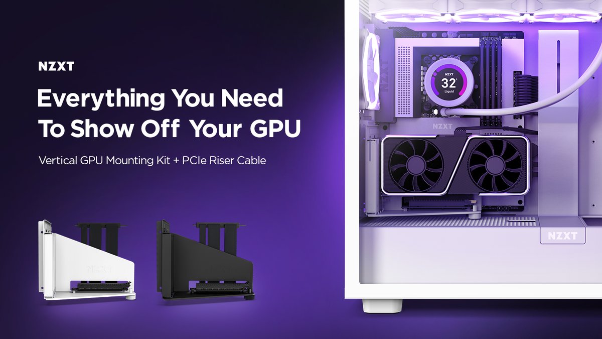 Joseph Banks Mispend Svække NZXT on Twitter: "Want your GPU to be as tilted as you? Introducing the Vertical  GPU Mounting Kit and Gen 4 PCIe Riser Cable! Now you can set your GPU in  your