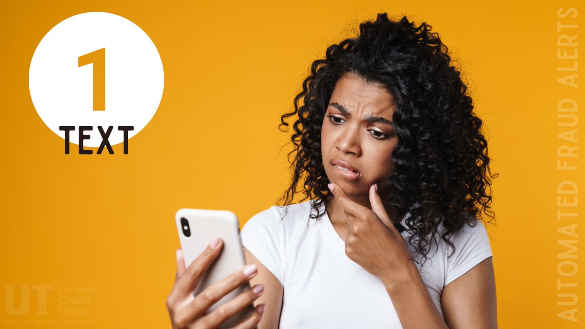 UTFCU's tweet photo. We are rolling out a new service today, Automated Fraud Alerts! Moving forward, all members with a UTFCU debit or credit card will receive suspicious activity alerts digitally. Learn more here➡️ https://t.co/RmwPgcDttb
#utfcu #fraudalerts #beatfraud #wehaveyourback https://t.co/WMmx0P0lXX