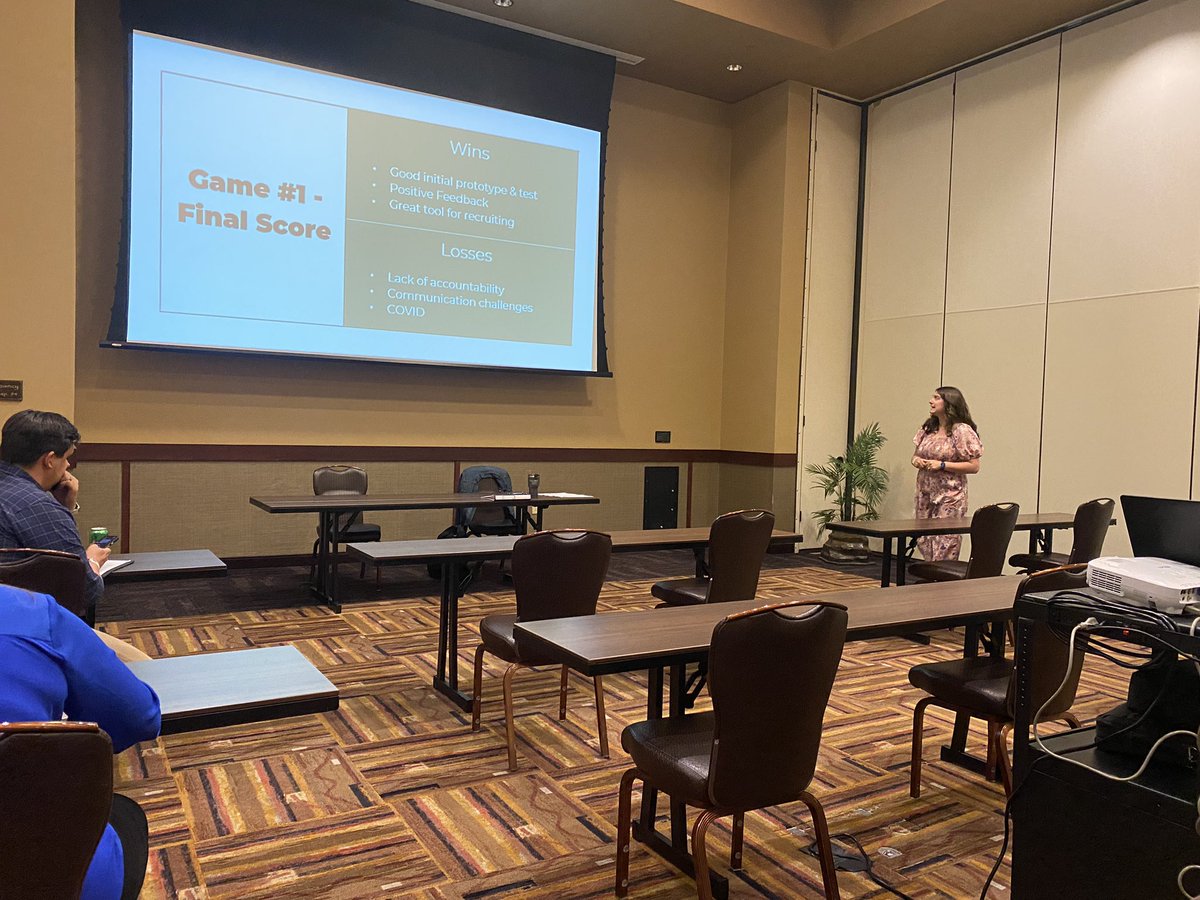 Aubrey Rader from <a href="/SRUCareer/">SRU Career Education</a> is doing a fantastic job leading a session on required career engagement for student athletes — lots of good info and ideas being shared! #PennACE2022