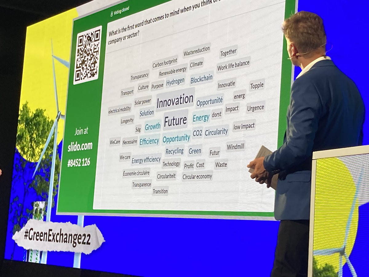 Les mots qui viennent aux membres d’<a href="/Agoriafr/">Agoriafr</a> sont Innovation et Futur quand ils parlent de #durabilite. So proud de les accompagner ds cette transition #greenexchange22