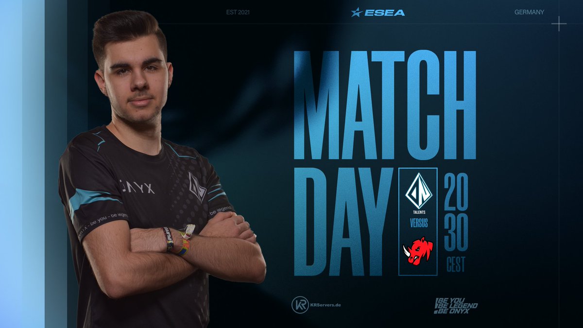 [#TALENTS]
Spiel 1 von 3 in der #ESEA Main steht uns bevor! Nach der Niederlage am Sonntag wollen wir diese Woche wieder einige Siege einfahren um den Anschluss oben nicht zu verpassen 💪

🆚 <a href="/RhynoEsports_/">Rhyno Esports</a>
🗺️ Inferno
🎙️ @knouch_
📺 twitch.tv/onyx_legends
⏰ 20:30 CEST

#BEONYX