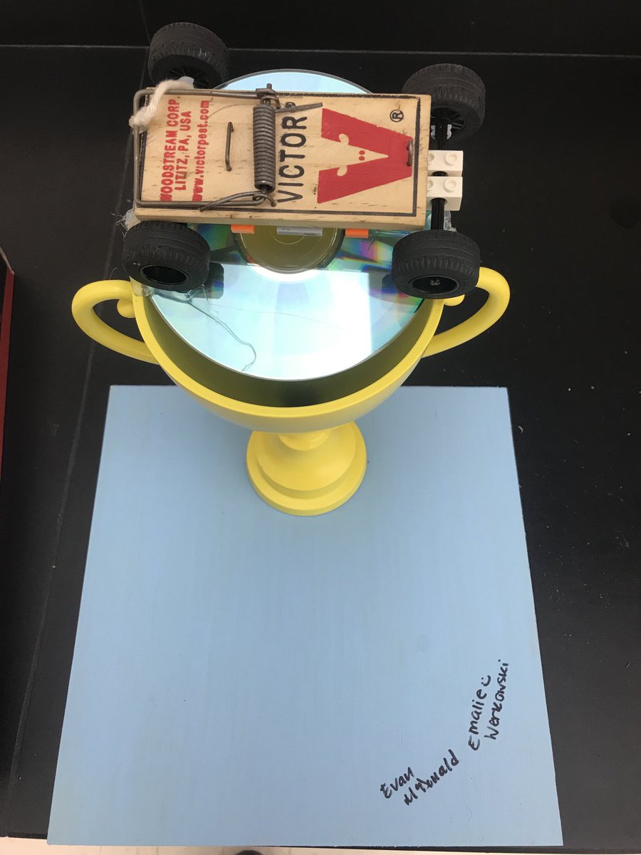bwittenkeller's tweet photo. Emalie and Evan built the top performing mousetrap car, planning to add names to this trophy every year!  #cougarculture https://t.co/7jKVm6jyp5