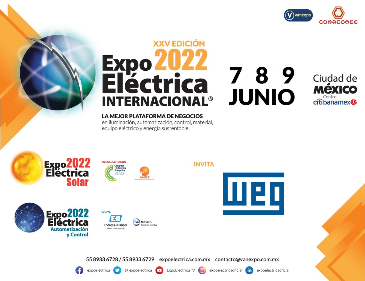 Visítanos en Expo Eléctrica Internacional este 7, 8 y 9 de junio. 
Realiza tu pre-registro sin costo en el link siguiente:
expoelectrica.ahmreg.com/?utm_source=RE…