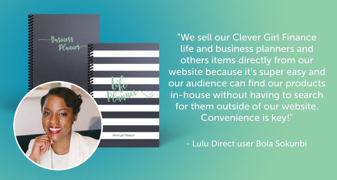 Luludotcom's tweet photo. Why choose to sell your books directly from your Shopify or WooCommerce site? Bola Sokunbi of @CleverGirlCGF, it's all about convenience. Learn more about how Clever Girl Finance makes the most of Lulu Direct and check out their site here: https://t.co/MAK1QcEGFC https://t.co/H3sQmf6aKc