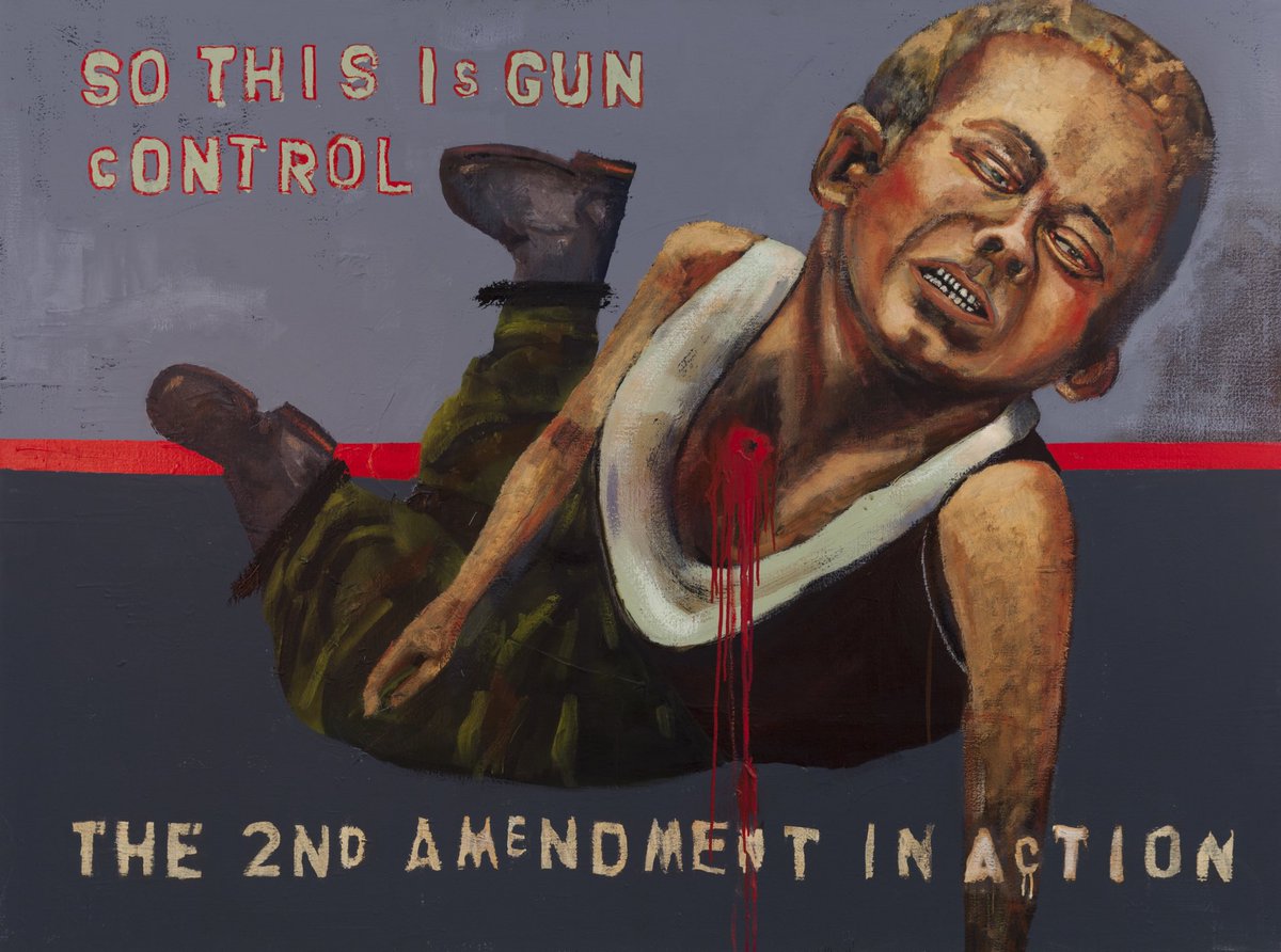 johnmellencamp's tweet photo. We are a country of cowards who can't find the collective courage to get rid of the politicians who sit on their bloody hands when it comes to gun control, but at the same time call themselves "pro life.” We should all be so ashamed. I painted this 15 years ago. - JM #2 of #2 https://t.co/Q0IZPmiLYB