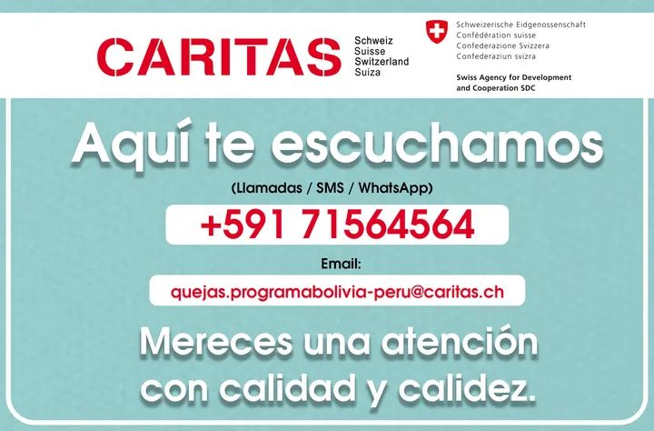 BoliviaInfante's tweet photo. ATENCIÓN CON CALIDAD Y CALIDEZ
Eres importante para nosotras, seguimos a tu lado apoyándote y escuchándote. 
No estas sol@. 

#Caritas https://t.co/rxsESIUZYf