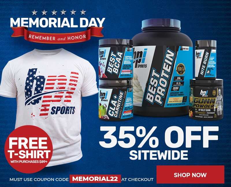 bpi_sports's tweet photo. Kicking off our #MemorialDay sale a little early so you can secure our Exclusive #BPISports American Flag Logo tshirt.

Enjoy 35% OFF our entire selection of premium products including #BestBCAA, #OneMoreRep and #ShreddingGel. https://t.co/4kekStpjam https://t.co/Pgjdcnzpai