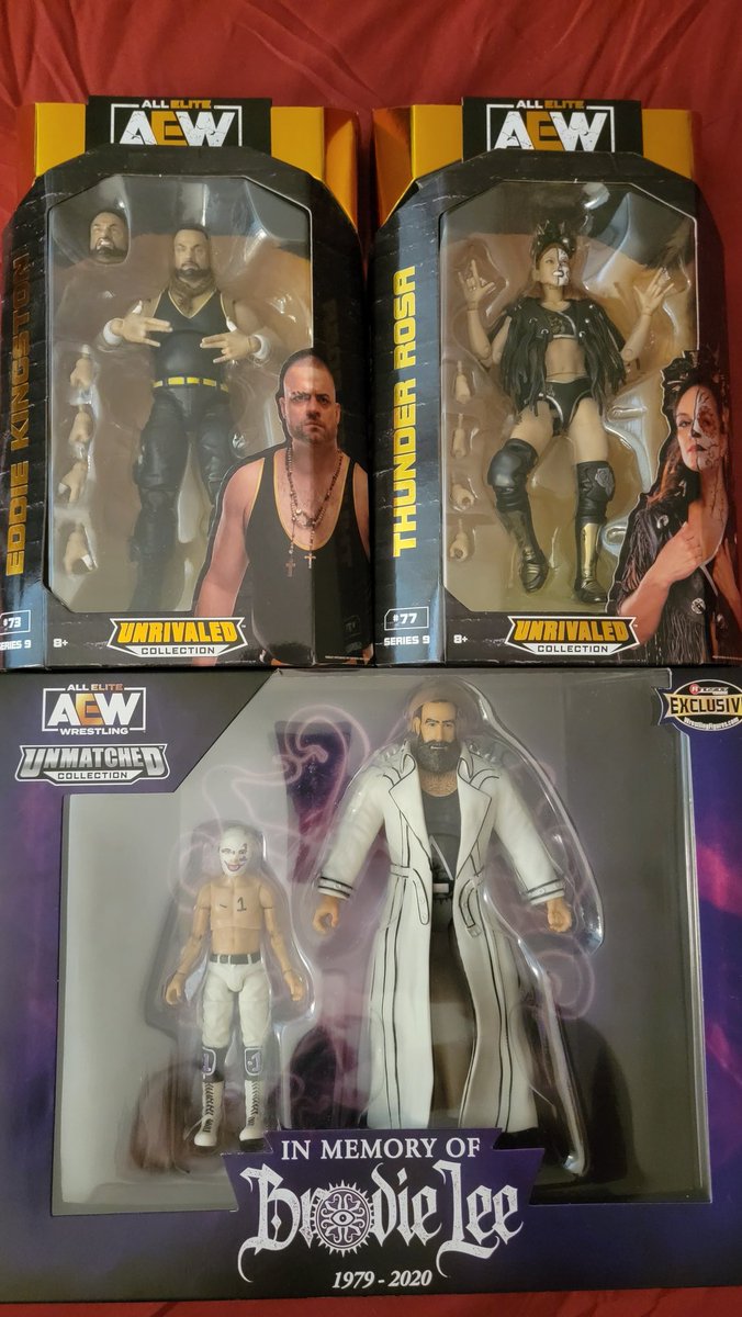 TheOnlyMephisto's tweet photo. Now THIS has been a @RingsideC Mail Call I've been waiting for!
The legends @MadKing1981 and @thunderrosa22 added to the collection.
And the unbelievable tribute to the late, great Brodie Lee/Jon Huber. This will be proudly displayed for years to come. #HeIsExalted https://t.co/3aGUY71fTr