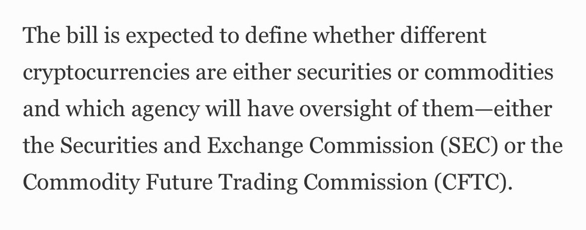 LindaPJones's tweet photo. Did you catch this? In the Forbes article it says the new crypto bill being proposed “is expected to define whether different cryptocurrencies are either securities or commodities.” 😳
Maybe this will dismiss the SEC lawsuit? @JohnEDeaton1 

#xrp #ripple #wef #xrpl #xrparmy ⬇️ https://t.co/76zhOYfY2i