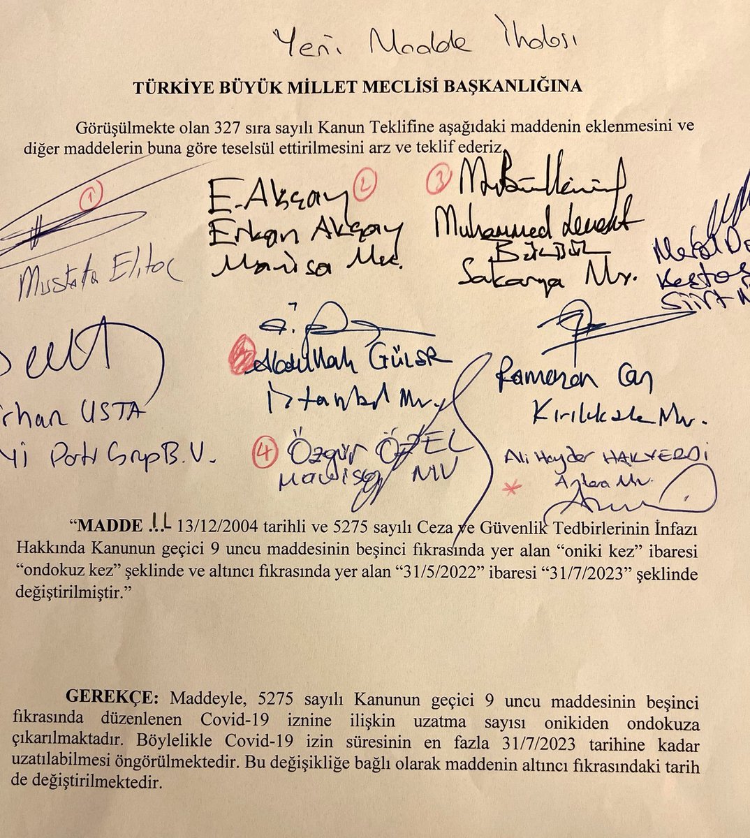 Uzun süredir üzerinde çalıştığımız, cezaevlerindeki covid izinlerinin uzatılması üzerine kanun teklifimizi Grup Başkanvekilimiz <a href="/eczozgurozel/">Özgür Özel</a> ile birlikte, grubumuz adına imzaladık. 21.00’dan sonra teklif üzerine konuşma yapacağım. tbmm.gov.tr/TbmmTelevizyonu ‘ndan izleyebilirsiniz..