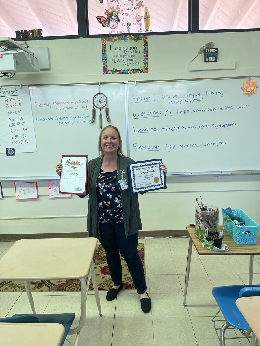 OVEC_Yucaipa's tweet photo. Congratulations Mrs. Cathy Schmidt!!!! Oak View High School’s Teacher of the Year. https://t.co/qPdI5H9z0K