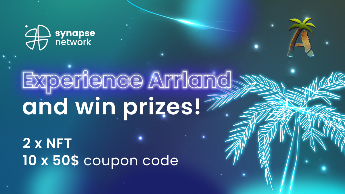 SynapseNetwork_'s tweet photo. 🚨 Alert: GIVEAWAY 

🌴 Experience @ArrlandNFT and win awesome prizes! 🌴

⚓ 2x NFT 
⚓ 10x 50$ coupon code will be distributed to lucky winners!  

Join here ⬇️ 
https://t.co/myl0WbUy5Z https://t.co/IIeIJxjtvF