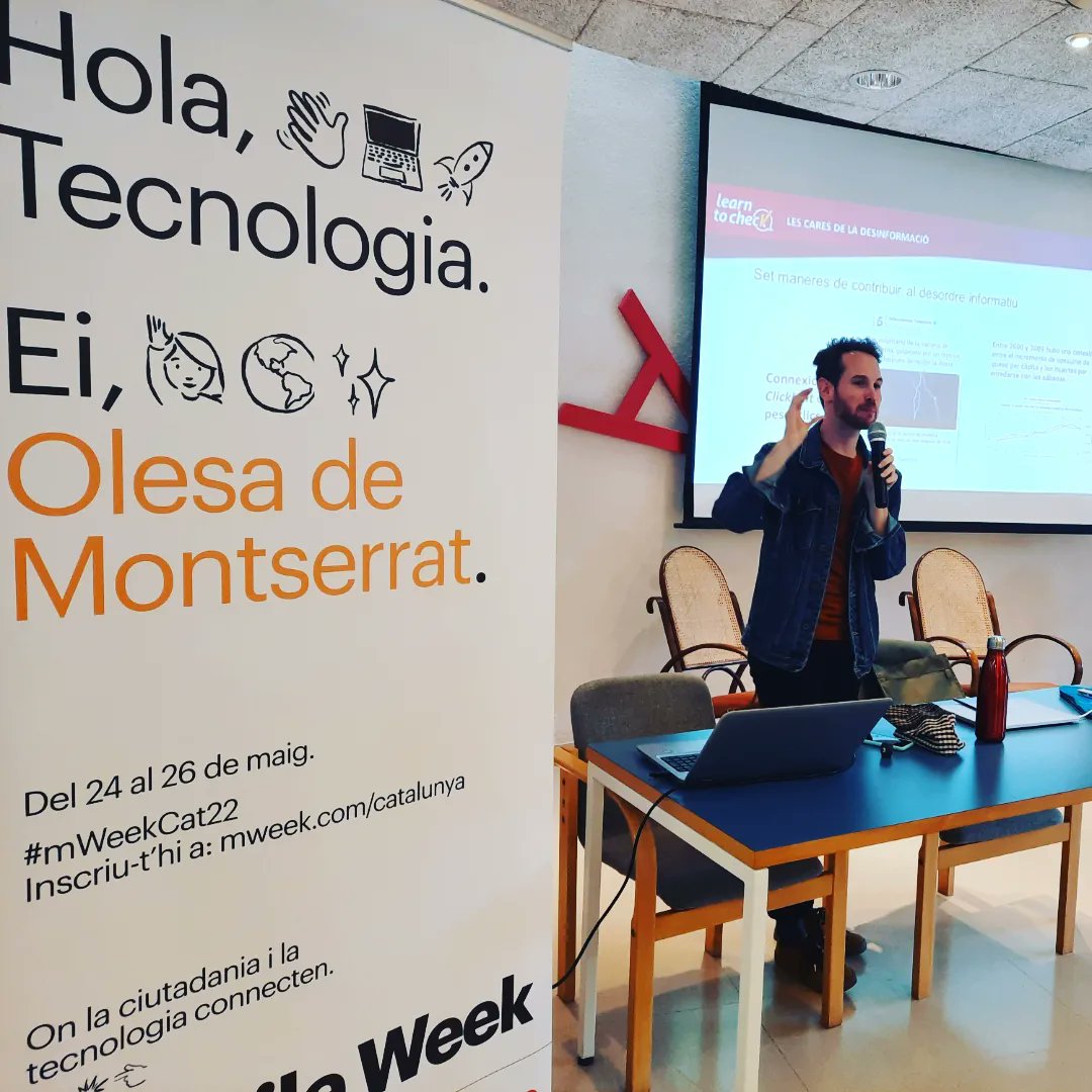 bibolesa's tweet photo. Tanquem la jornada aprenent com descobrir la #desinformació en una xerrada de la #mweekolesa 📰 #OlesadeMontserrat #mWeekCat22 #moltmésquellibres https://t.co/tAen9YCzF8
