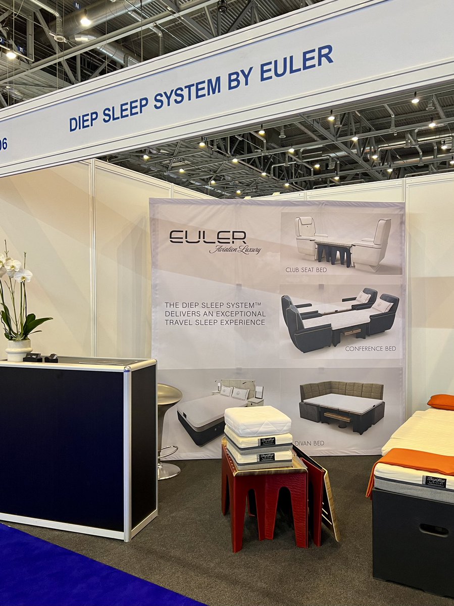 EulerProducts's tweet photo. Hello Geneva! 

It feels so good to be back at  Ebace 2022! Don’t forget to stop by Booth V106 and check out our Diep Sleep System and all our customizable beds of your dreams ☁️🇨🇭🛩  #EBACE22 #ebace #luxuryaviation https://t.co/MVeePMPRsI