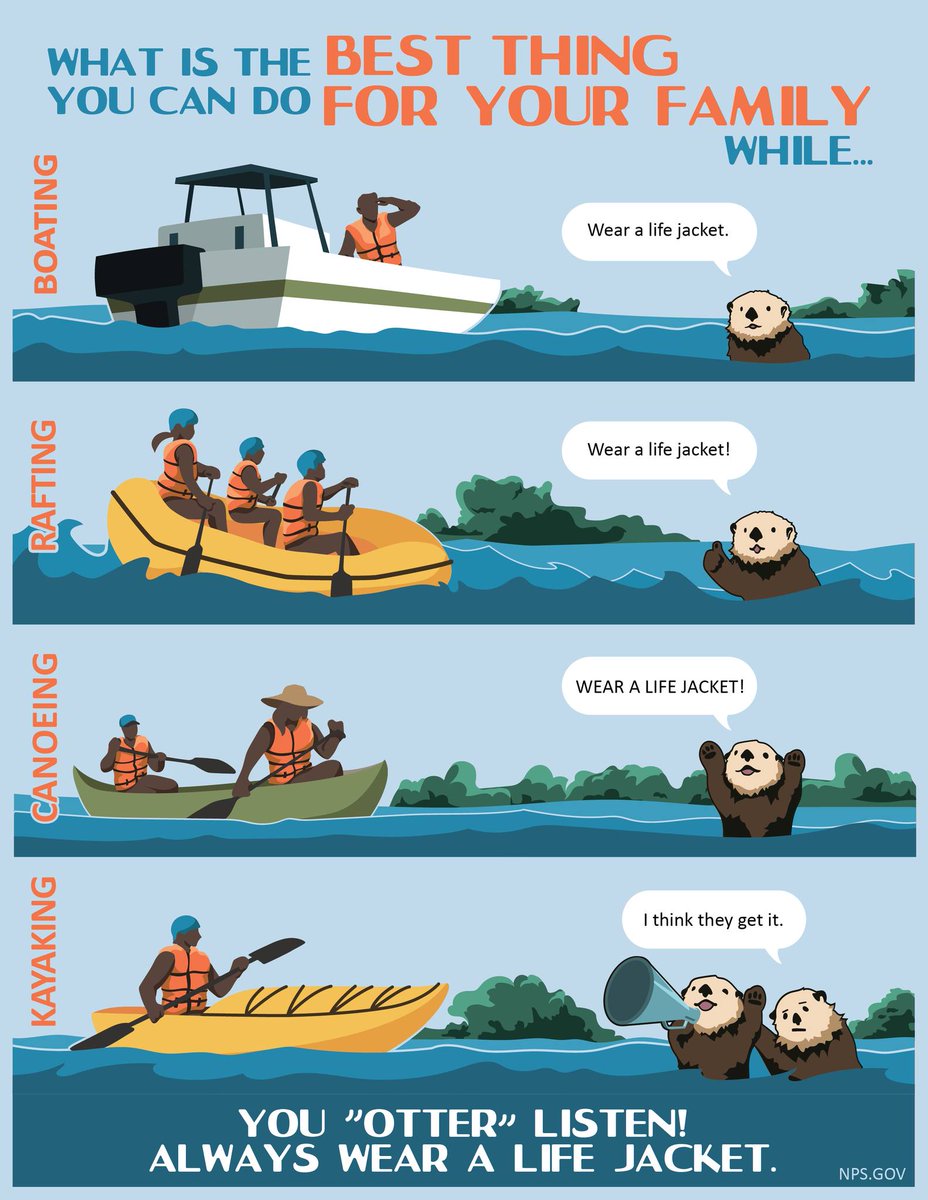 You "otter" listen! Always wear a life jacket! 🦦

Find more information on boating safely in national parks at: nps.gov/subjects/healt…

#NationalBoatingSafetyWeek #WaterSafetyMonth