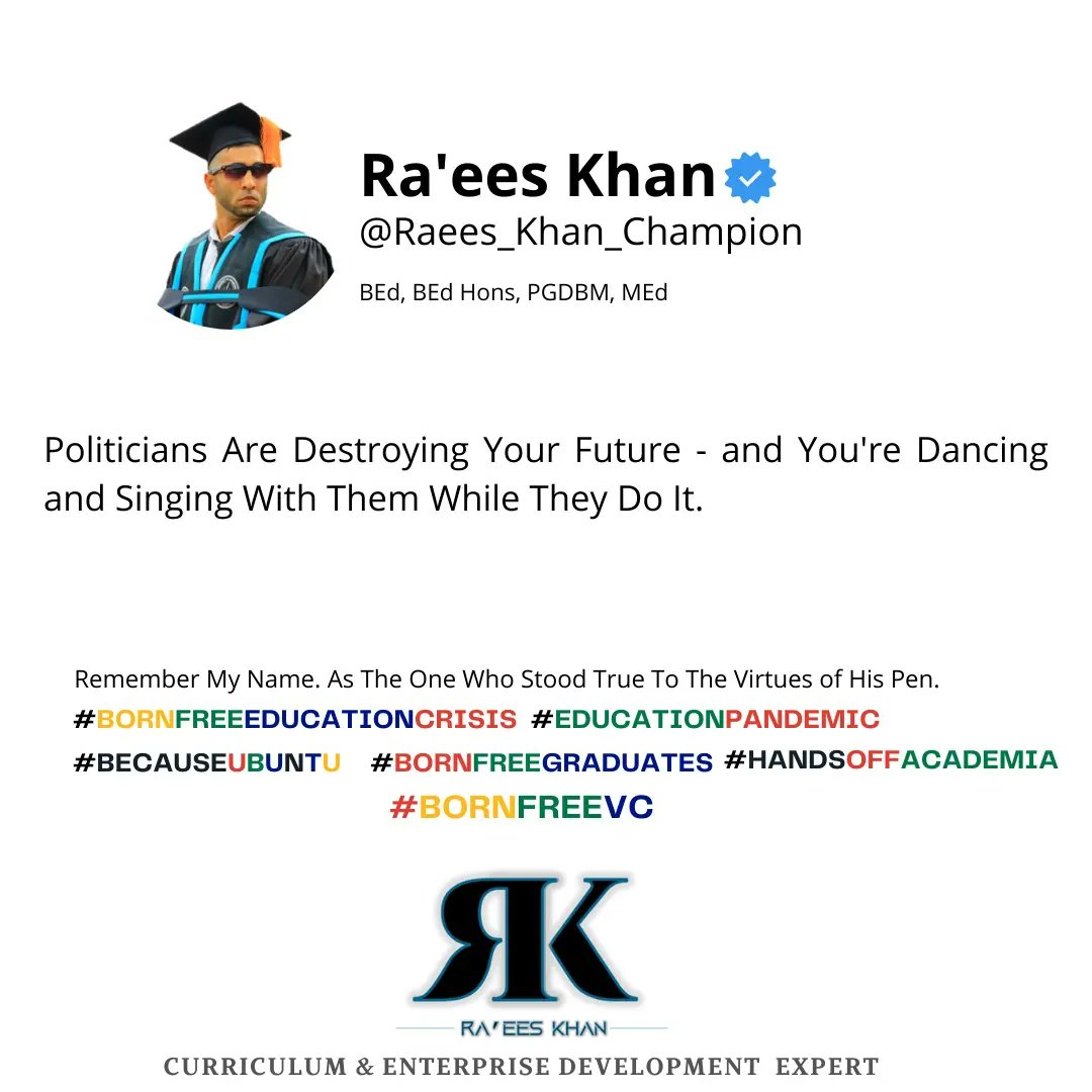 RK_Champion's tweet photo. @abednego82 @FabAcademic @ngonyamababalwa @UCT_news The world needs more people like you. Thank you for using your voice for good. See, it's not rocket science. #BornFreeEducationCrisis https://t.co/dA1SsZVvIH