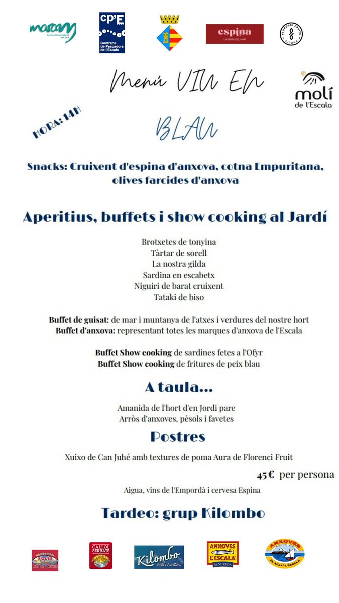 Diumenge 29 de maig, a les 14h, us convidem a venir a la Festa del Peix Blau. Gastronomia, art, sorteigs i més sorpreses. Reserva ara! Més info 👇