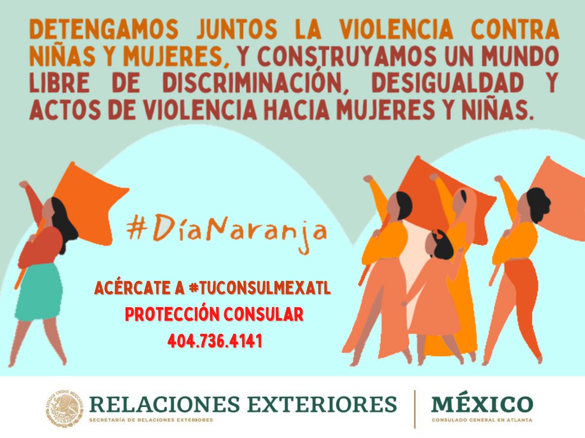 ConsulMexAtl's tweet photo. Si requieres algún tipo de asistencia no dudes en contactar al departamento de #ProtecciónConsular en #TuConsulMexAtl al teléfono 404.736.4141 
#DíaNaranja
#NoMásViolencia
@SRE_mx https://t.co/vpD1prUrYz