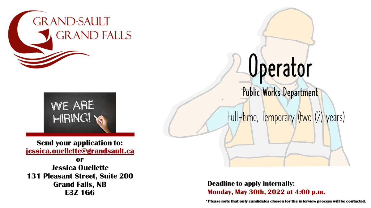 GrandSaultFalls's tweet photo. ‼️ NOUS EMBAUCHONS! 🤩
Pour plus d'information au sujet du poste en question, visitez le lien ci-bas.
https://t.co/tuCAGCcT98
‼️ WE ARE HIRING! 🤩
For more information regarding this position, follow the link below.
https://t.co/Q3kTjchnxn https://t.co/ouQecQKEFK