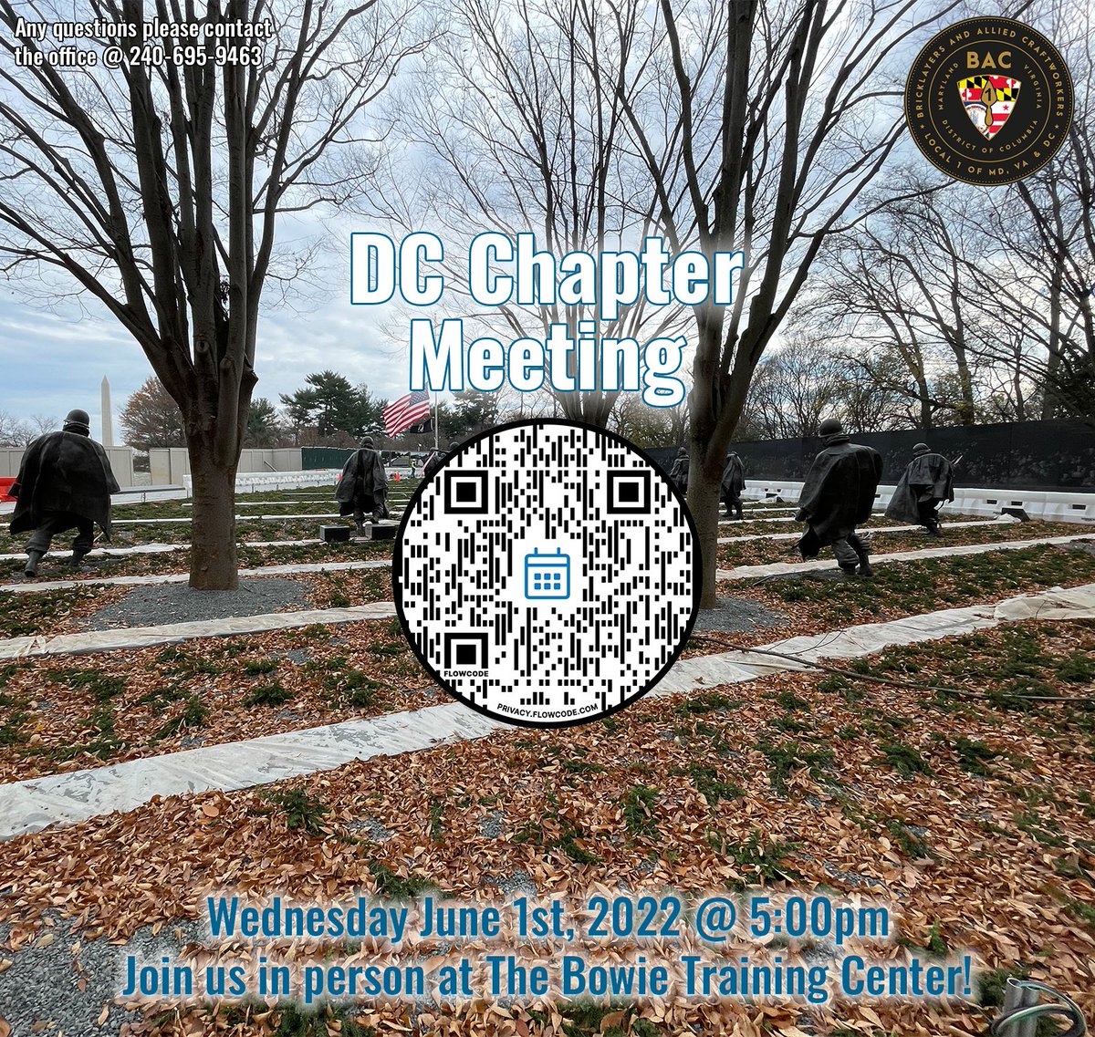 Good afternoon, Brothers and Sisters!

Just a reminder that our next DC Chapter Meeting is next week!

Wednesday June 1st, 2022 @ 5:00pm.

In person is allowed!

Any questions, please call 240-695-9463