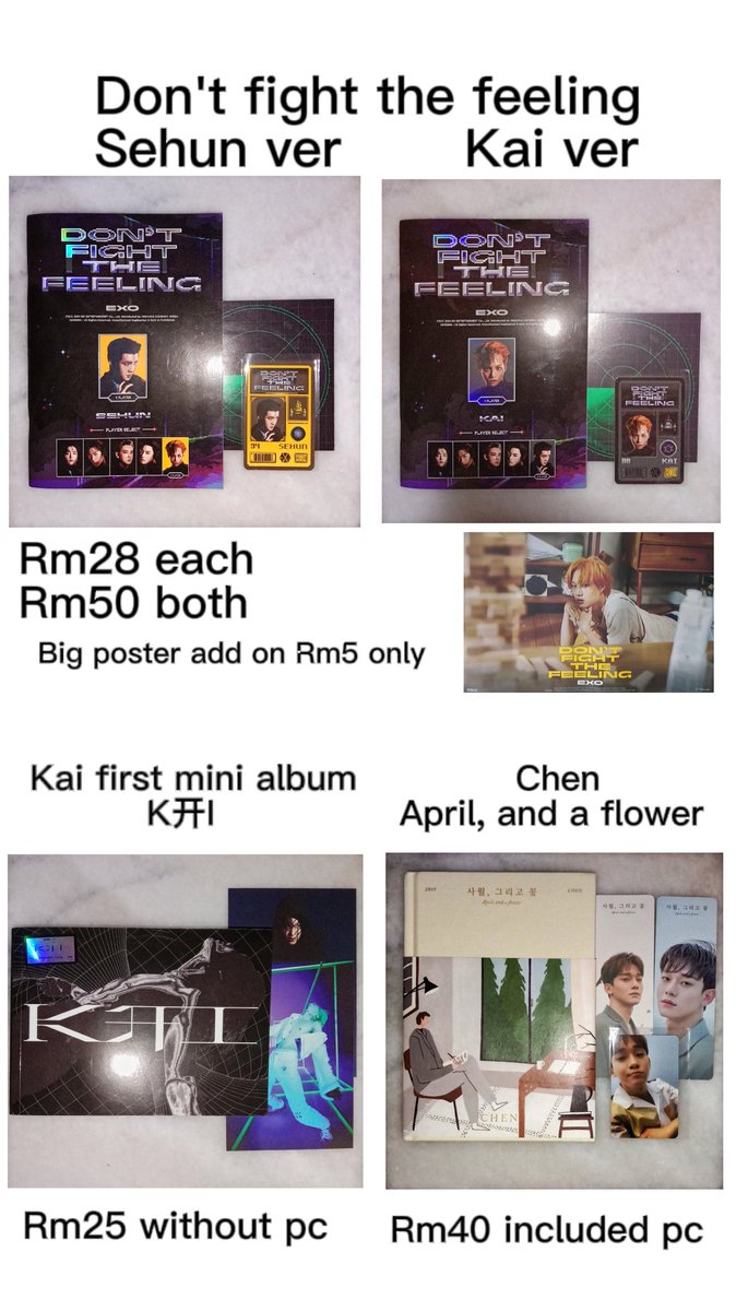 Wakeup_04's tweet photo. [WTS/🇲🇾]

📌Price already stated in the pic
📌Can dm to see condition 
📌Price without postage
HELP RT TQ~ #pasarexo #pasarexomy @pasar_EXO https://t.co/oqnvAoeCJB