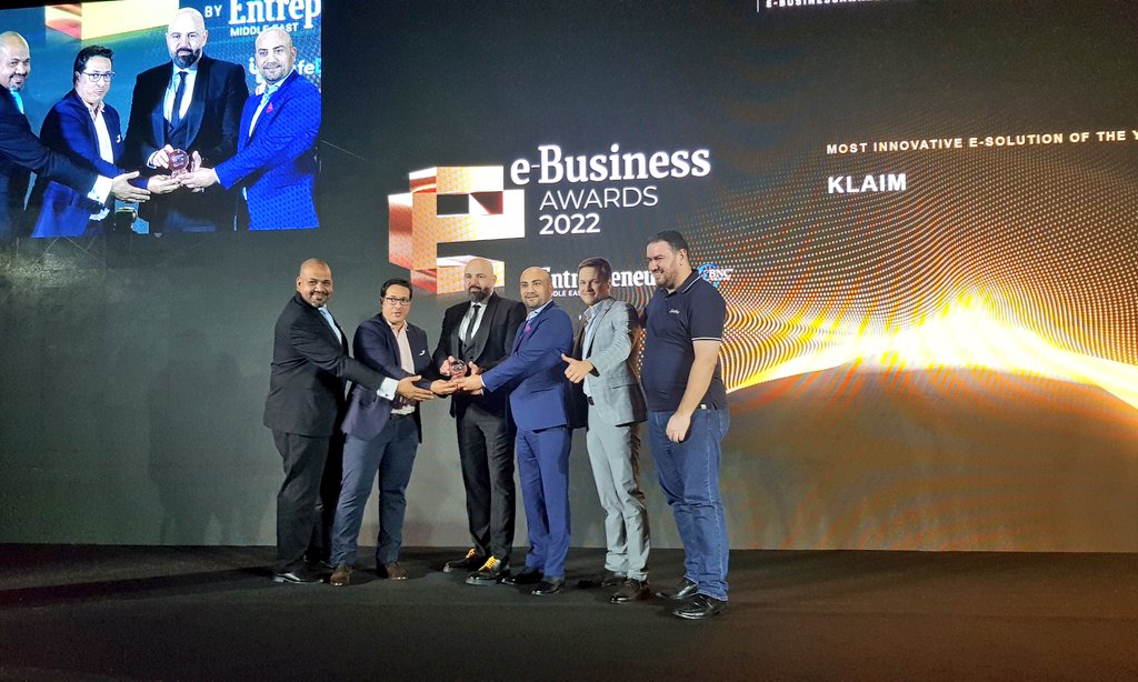 EntMagazineME's tweet photo. Congratulations to Klaim for winning the Most Innovative E-Solution of the Year award! #EntMEAwards https://t.co/VlnBlWDtaK