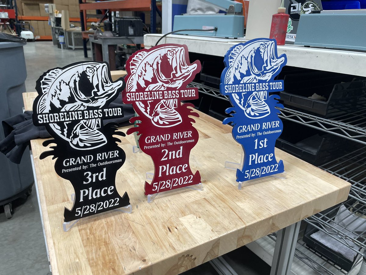 DukeWeskamp's tweet image. More #SeriousHardware headed out the door to the Shoreline Bass Anglers from Michigan. Have a great season guys!
#AmericanMade #Ketch #KetchProducts #CustomTrophies
