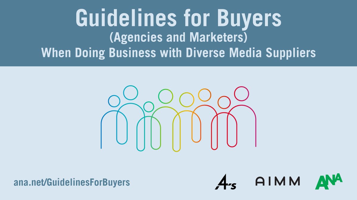 Proud to have been part of this project done in partnership with the 4A’s and AIMM with significant input from our members as well as many diverse suppliers. Purpose is to help buyers (agencies and marketers) and diverse media suppliers improve their ways of working together.