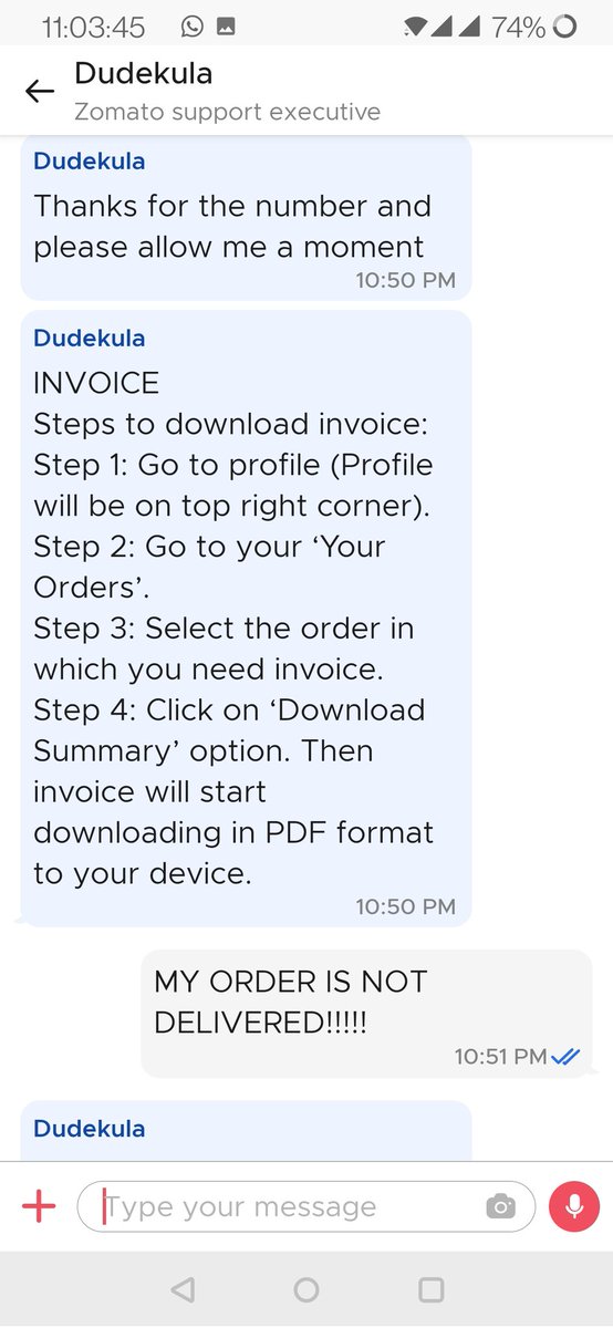 DonianFernandes's tweet photo. #Zomato placed an order at 9.30pm...order is still undelivered. Pathetic Customer Service!!! https://t.co/Ld3IpCc6jP