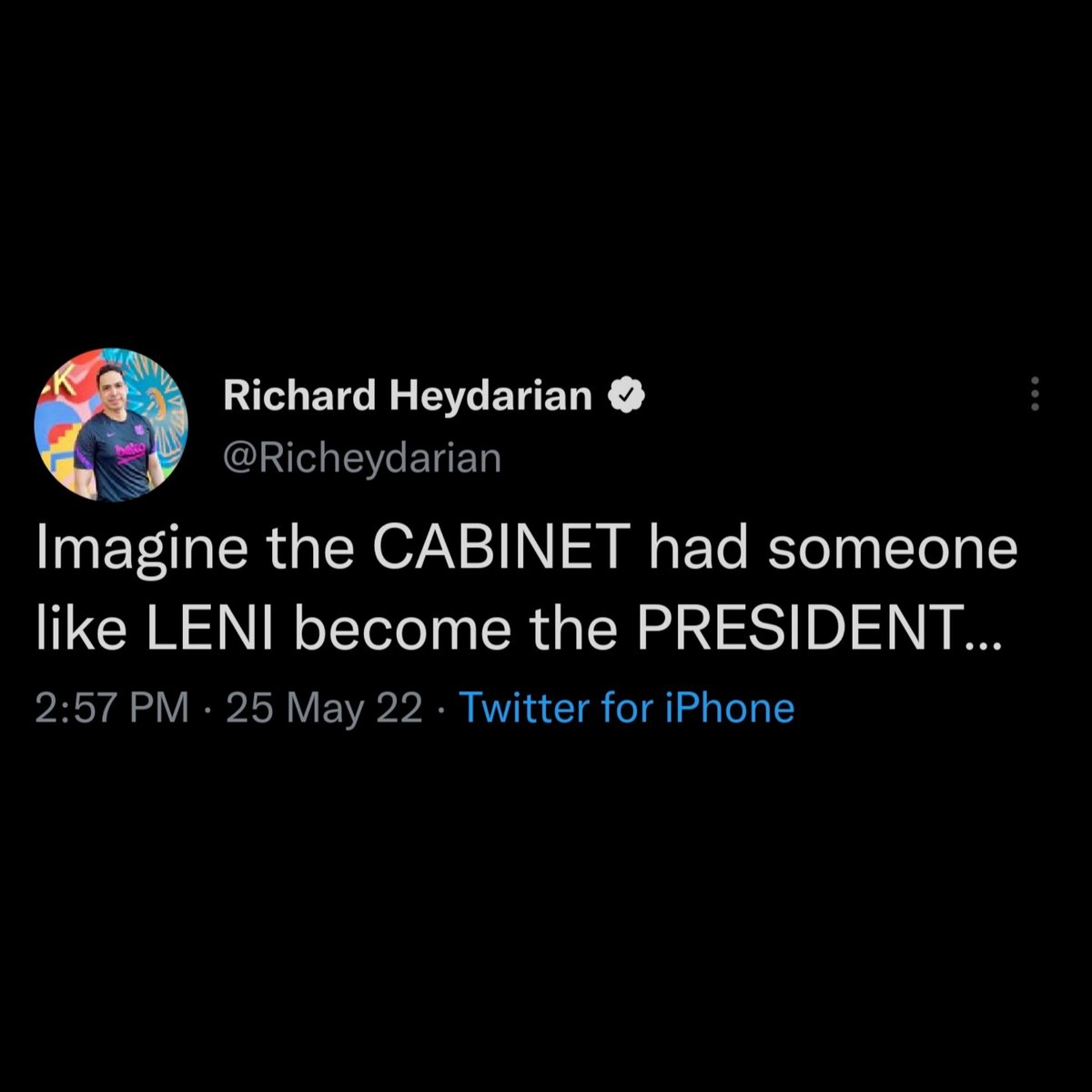haynoright's tweet photo. Stop imagining since she is not the President, and never will. And I am happy to not see another LP failure again in our country. Philippines deserves competent leadership, and that is not with Leni/LP. https://t.co/lCPxYZAHJg