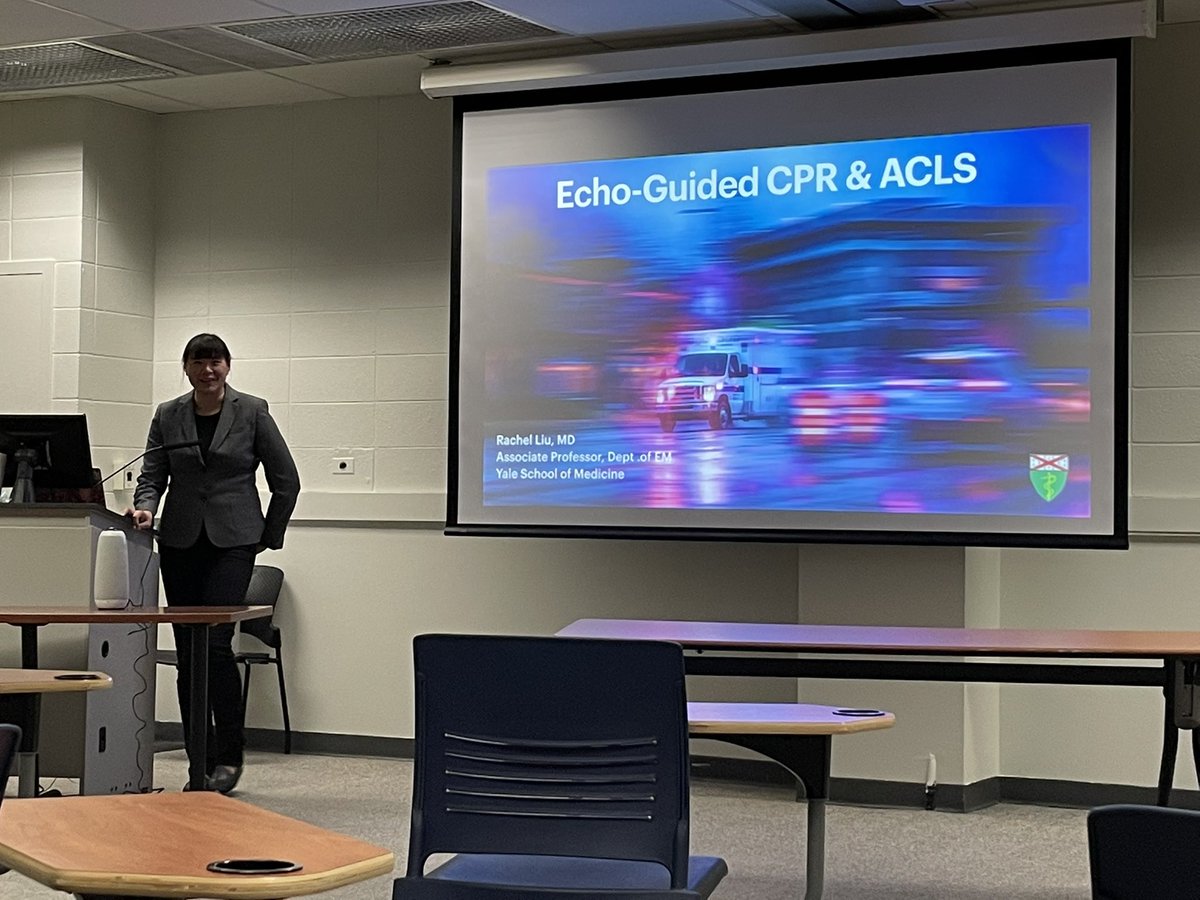 Very honored to welcome ultrasound educator &amp; guru <a href="/RubbleEM/">Rachel Liu</a> from <a href="/Yale_EM/">Yale Emergency Medicine</a> <a href="/Yale_EUS/">Yale EM Ultrasound</a> as our #CLErising speaker! We loved learning from her expertise in echo-guided CPR &amp; ACLS. Great case-based discussion on how #pocus in cardiac arrest can help guide &amp; change management! #EMconf