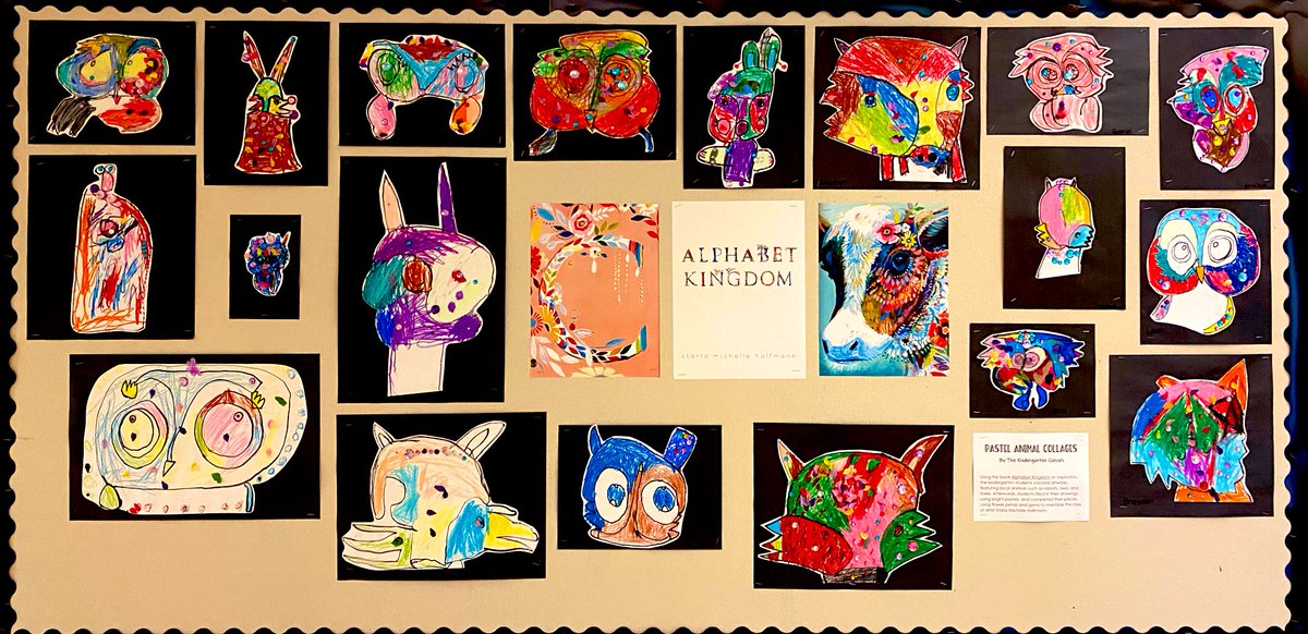 TaylorMadeKG's tweet photo. Pastel and collage animals in the style of artist Starla Michelle Halfmann #kindergARTen https://t.co/dCL7I4JHKu