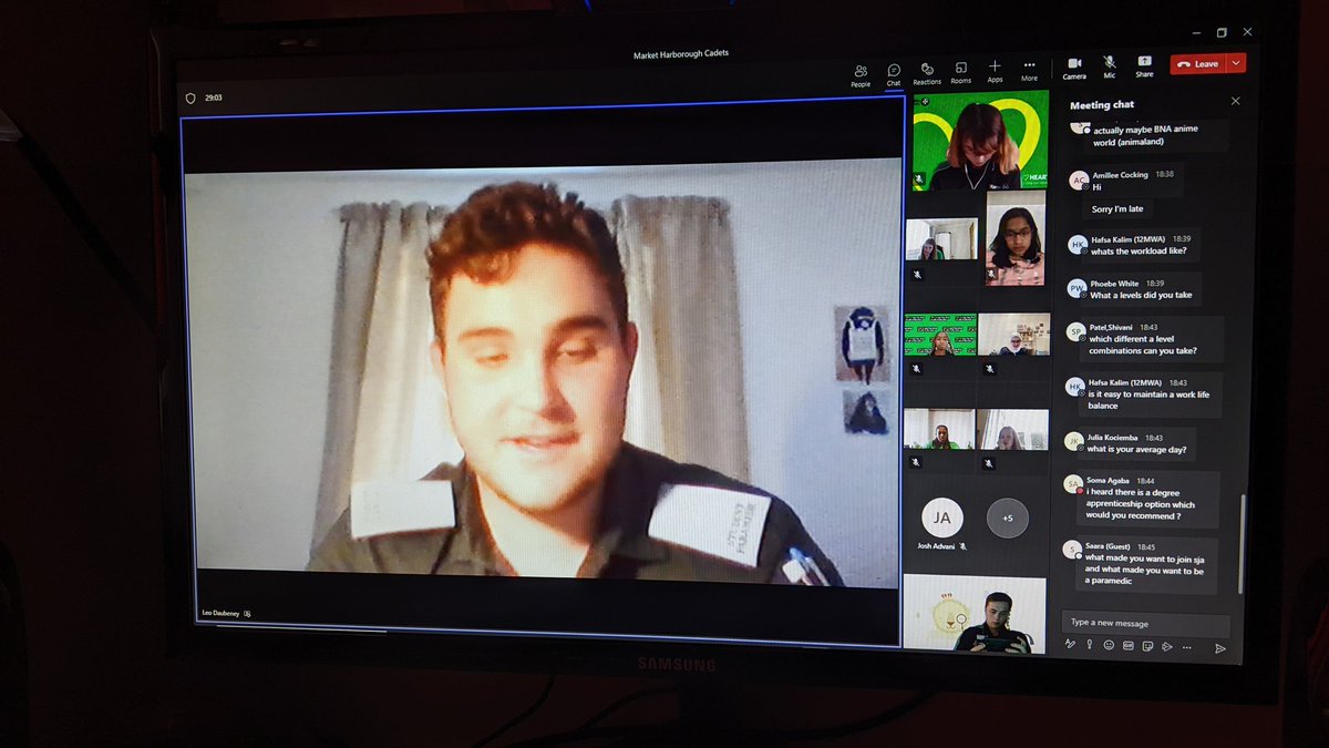 Luke Stevenson (@luke_sja) on Twitter photo #Askme how <a href="/SJAYouthEng/">St John Youth England</a> helps young people become the next generation of HCPs!
Tonight Market Harborough Cadets are joined by former Cadet <a href="/LDaubeney/">Leo Daubeney</a> to hear about his experience being a Student Paramedic and ask any questions.
Thank you for your time Leo! #Askme how <a href="/SJAYouthEng/">St John Youth England</a> helps young people become the next generation of HCPs!
Tonight Market Harborough Cadets are joined by former Cadet <a href="/LDaubeney/">Leo Daubeney</a> to hear about his experience being a Student Paramedic and ask any questions.
Thank you for your time Leo!