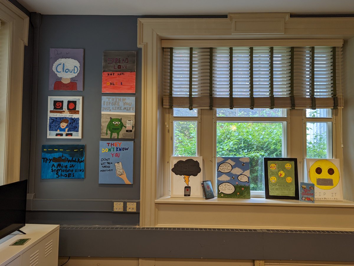 Wood_Library's tweet image. Stop into Wood Library Teen area to check out some great art work from the 8th Grade Class about empathy online. @Canandaiguaschool