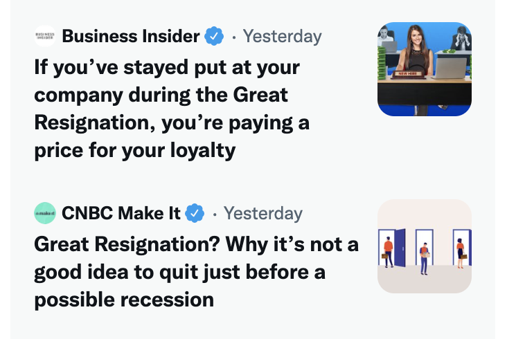 Mixed messages here from the twitter trends, are we supposed to be quitting or not