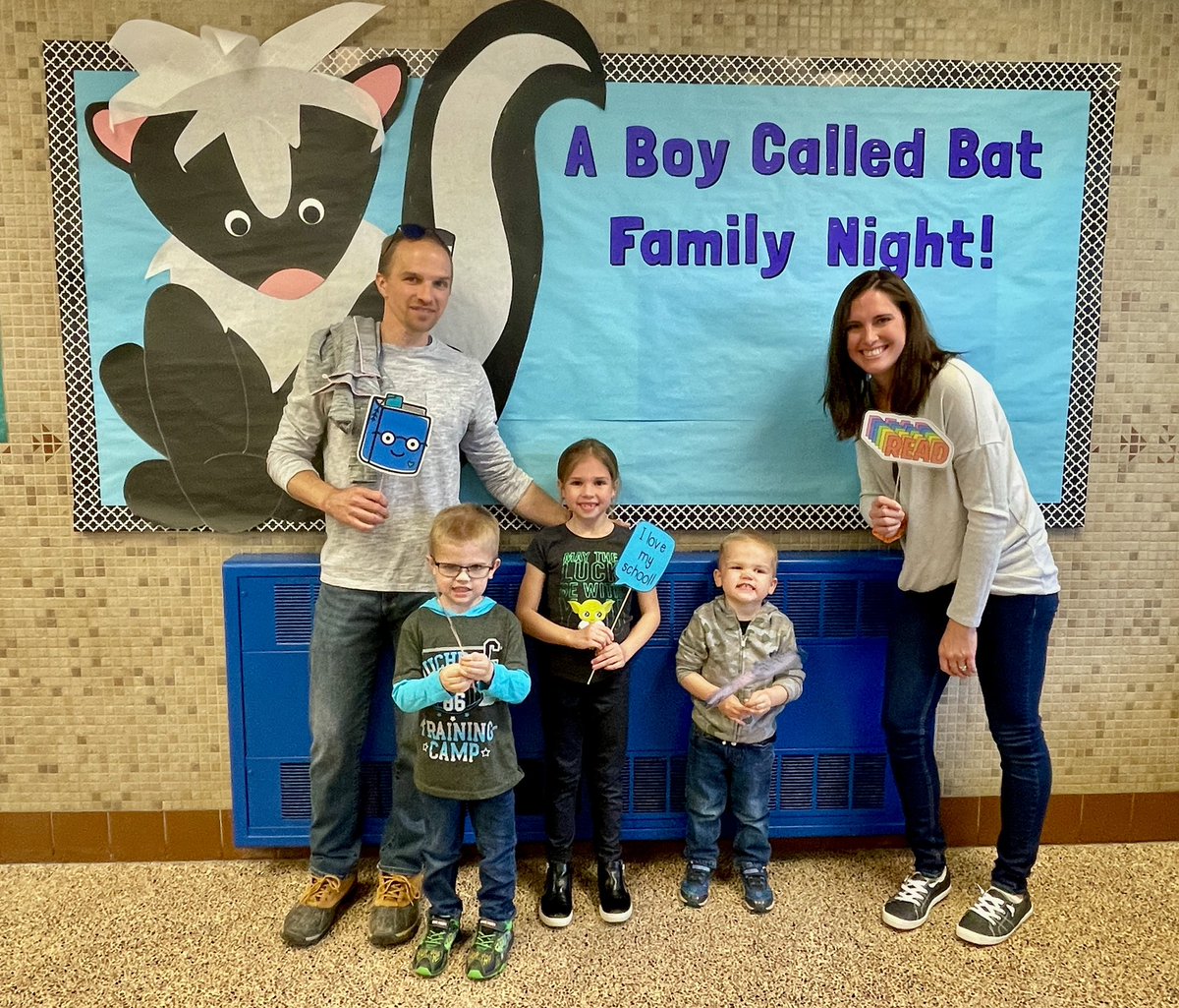 bcsmason's tweet photo. Two skunk games, a group mural, pets to read to, REAL SKUNKS to meet, and a HUGE turnout of 350 Towslee Family members! We had such an amazing time at our “One School, One Book” Family Night this year! 🦨📚💙 #brunswickpride #osob #readtogether More pics in the video below! 🎥⬇️ https://t.co/iiVvuHEI2q