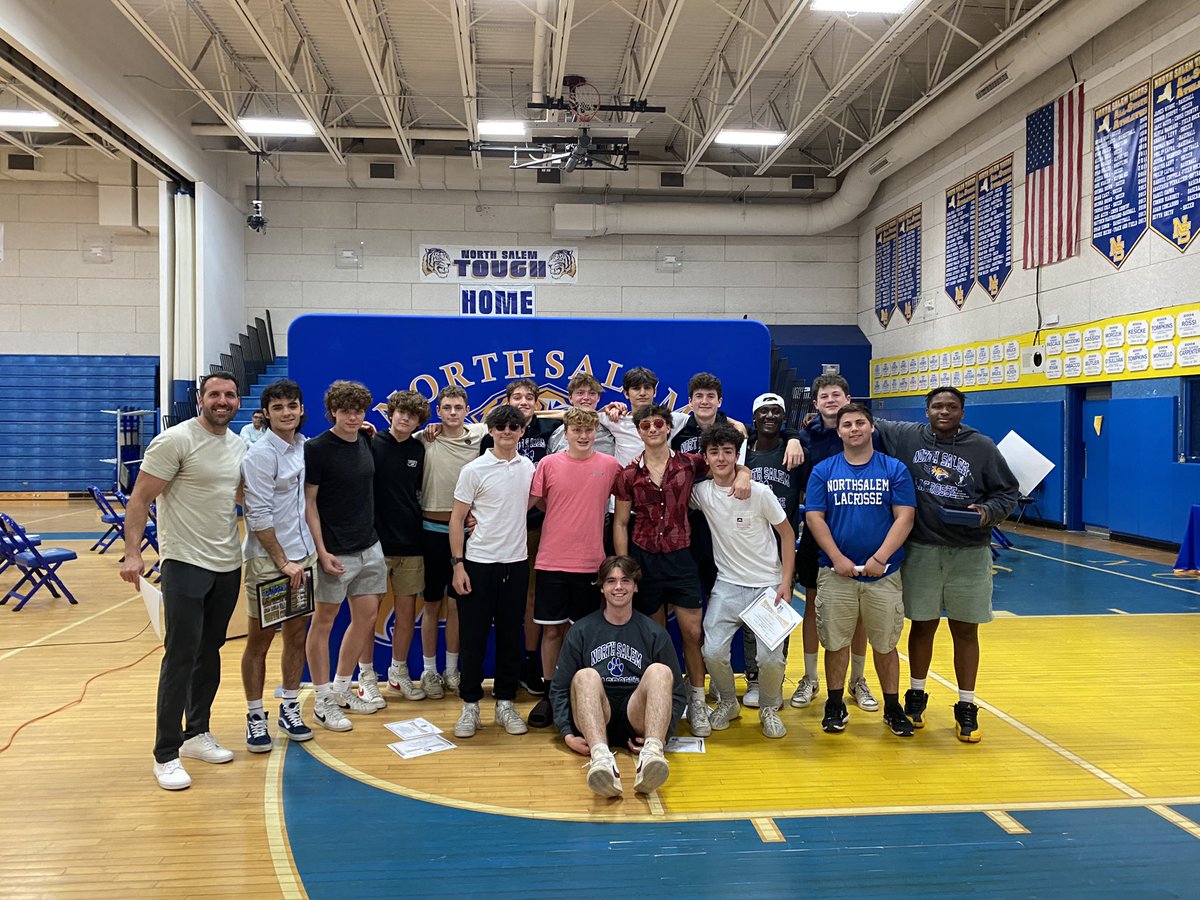 NS_Tigers's tweet photo. Varsity Boys Lacrosse and Coach Villani! 
💙💛🥍 https://t.co/6j6p4FKclv