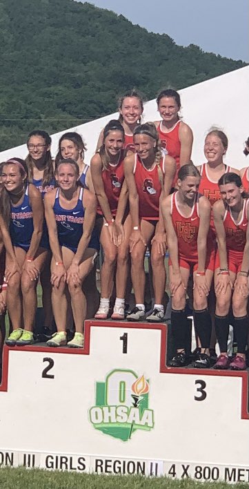 How about those Lady Spartans at the top of the podium! Your 2022 4x800
Regional CHAMPIONS!! 🔴⚫️🥇
Congrats Casey, Olivia, Kalyn and Whitney, and to your teammates and coaches! We are proud of you! 
STATE BOUND! #SpartanStrong 💪🏽🏆