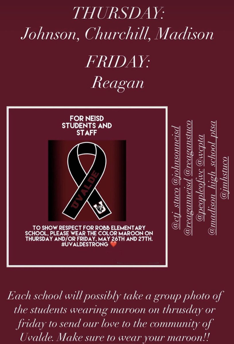 Nia_Holland's tweet image. @CTJohnsonHigh @JohnsonStuCo @reaganwayrhs @rrhs_stuco @mavs_jm @sachurchill #Uvalde @NEISDLeads