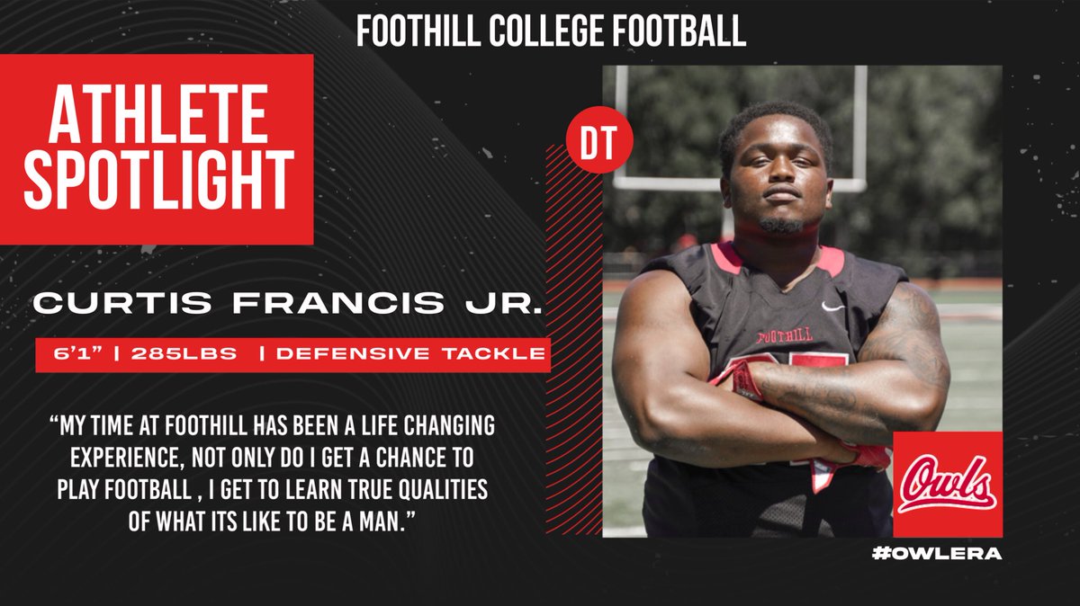 OwlFootball_'s tweet photo. Owl Athlete Spotlight
Curtis Francis Jr.
6’1” 285lbs
Defensive Tackle
Dec 2022 Grad
Twitter handle: @_cf10_
#OwlEra | 🦉 https://t.co/70XFQO3tEI