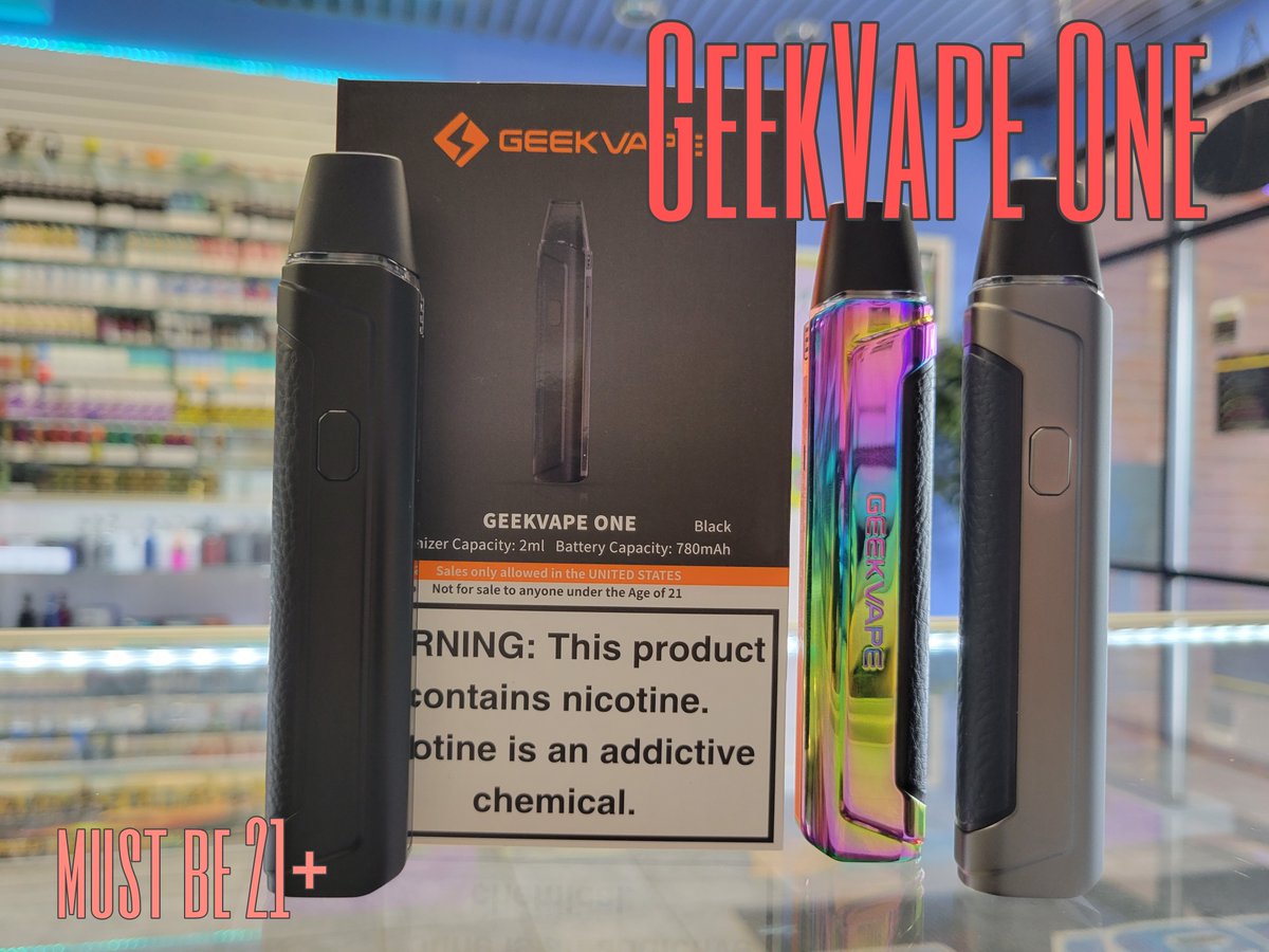 VaporCore's tweet photo. We have @GeekvapeTech's ONE Vape Pen! The ONE has a sleek Aegis design offering a shock and scratch resistant body. Utilizing Geekvapes 1FC leakproof and refillable pods, the ONE also has optimized airflow for perfect MTL hits. 
Must be 21+
#vaporcore #geekvape #vapestore #vape https://t.co/FYftNE2Ubn