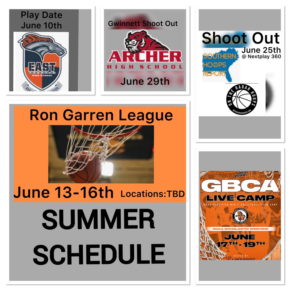 HCHS_Basketball's tweet photo. SUMMER SCHEDULE:

6/10  East Forsyth Play Date 
6/13-6/16  Ron Garren League
6/17-6/19  GBCA Live Camp
6/25  SHR/OTR Shoot Out
6/29  Gwinnett Shoot Out

 @northgareport @KyleSandy355 @SHReport @OTRHoops @BracketSage @thegirlinadidas @OntheRadarHoops @Relentless_Hoop @TMarkwith14 https://t.co/JiZynAcz4E